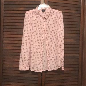 Pink and Brown Owl Button Down